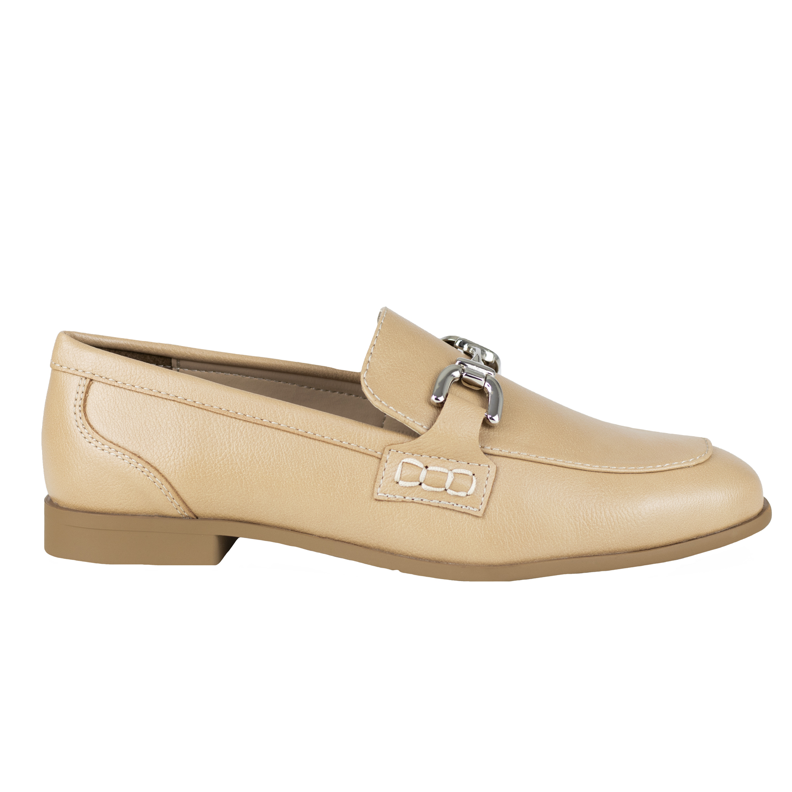Mocasines Para Mujer Clasico Hebilla Salamandra 29701 Beige.
