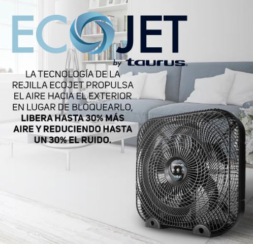 Ventilador Taurus de Piso Cuadrado 3 Velocidades Negro 