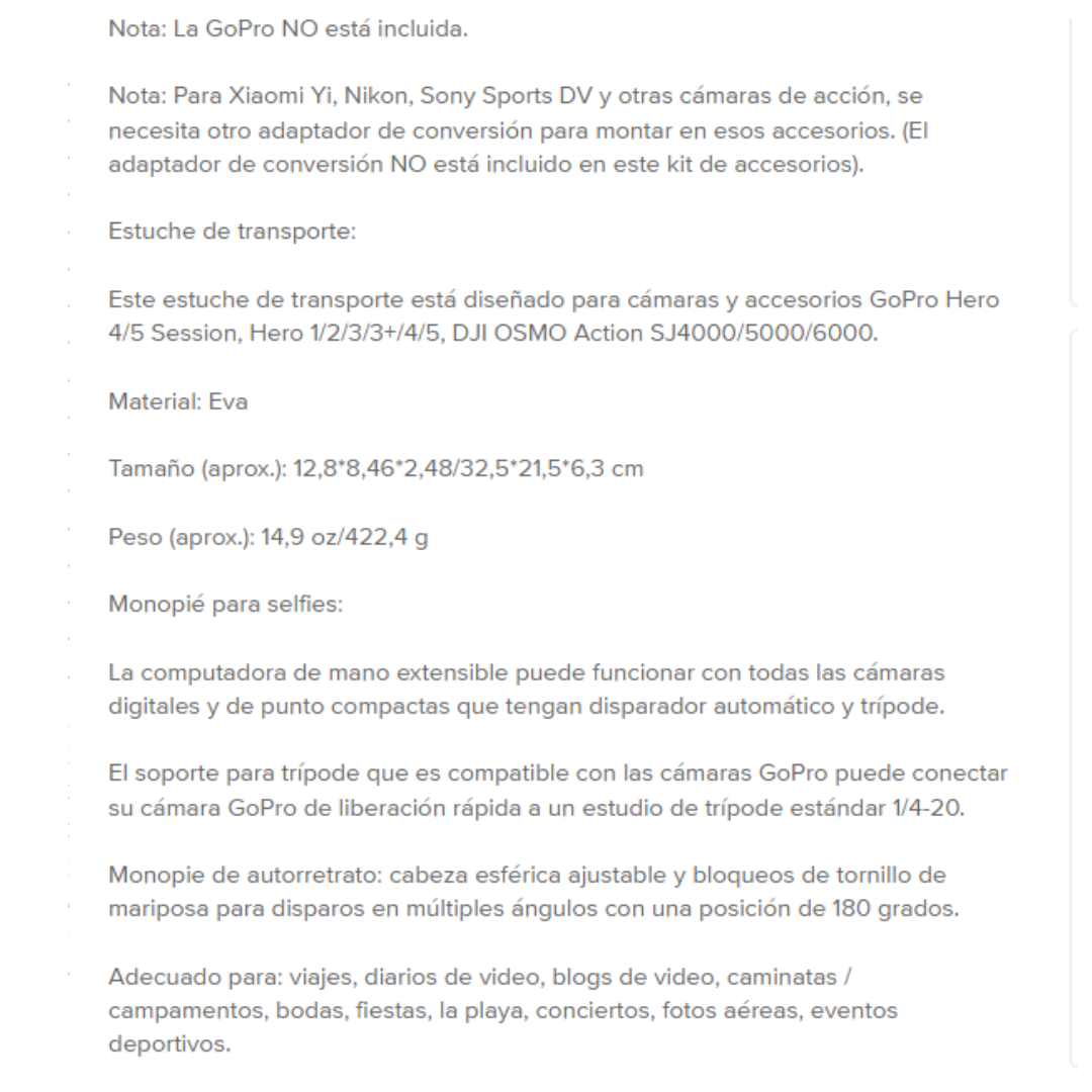 Kit De Accesorios 50 En 1 Para Gopro8 Hero 9/8/7/6/5/4