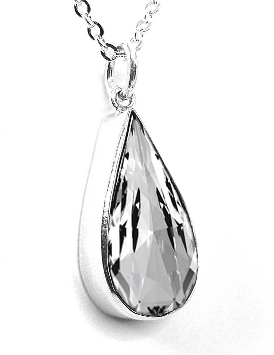 Collar y aretes color Cristal Zvezda de plata .925 corte Gota.