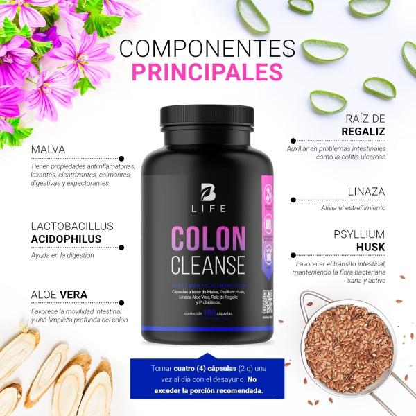 Limpieza Para Colon De 180 Cápsulas Con Hoja De Malva B Life