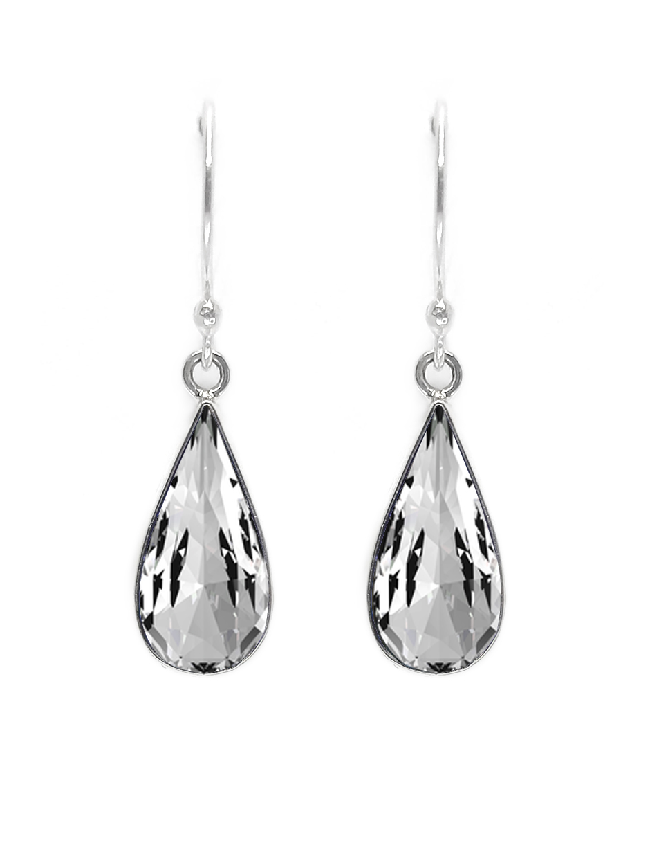 Collar y aretes color Cristal Zvezda de plata .925 corte Gota.