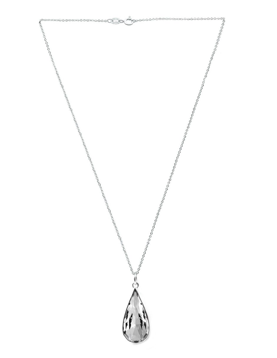 Collar y aretes color Cristal Zvezda de plata .925 corte Gota.