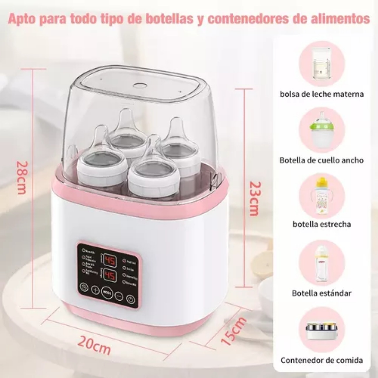 Calentador Esterilizador Biberones Gran Capacidad Portátil