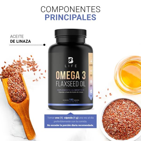 Omega 3 Aceite De Linaza 180 Cápsulas. B Life