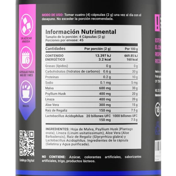 Limpieza Para Colon De 180 Cápsulas Con Hoja De Malva B Life