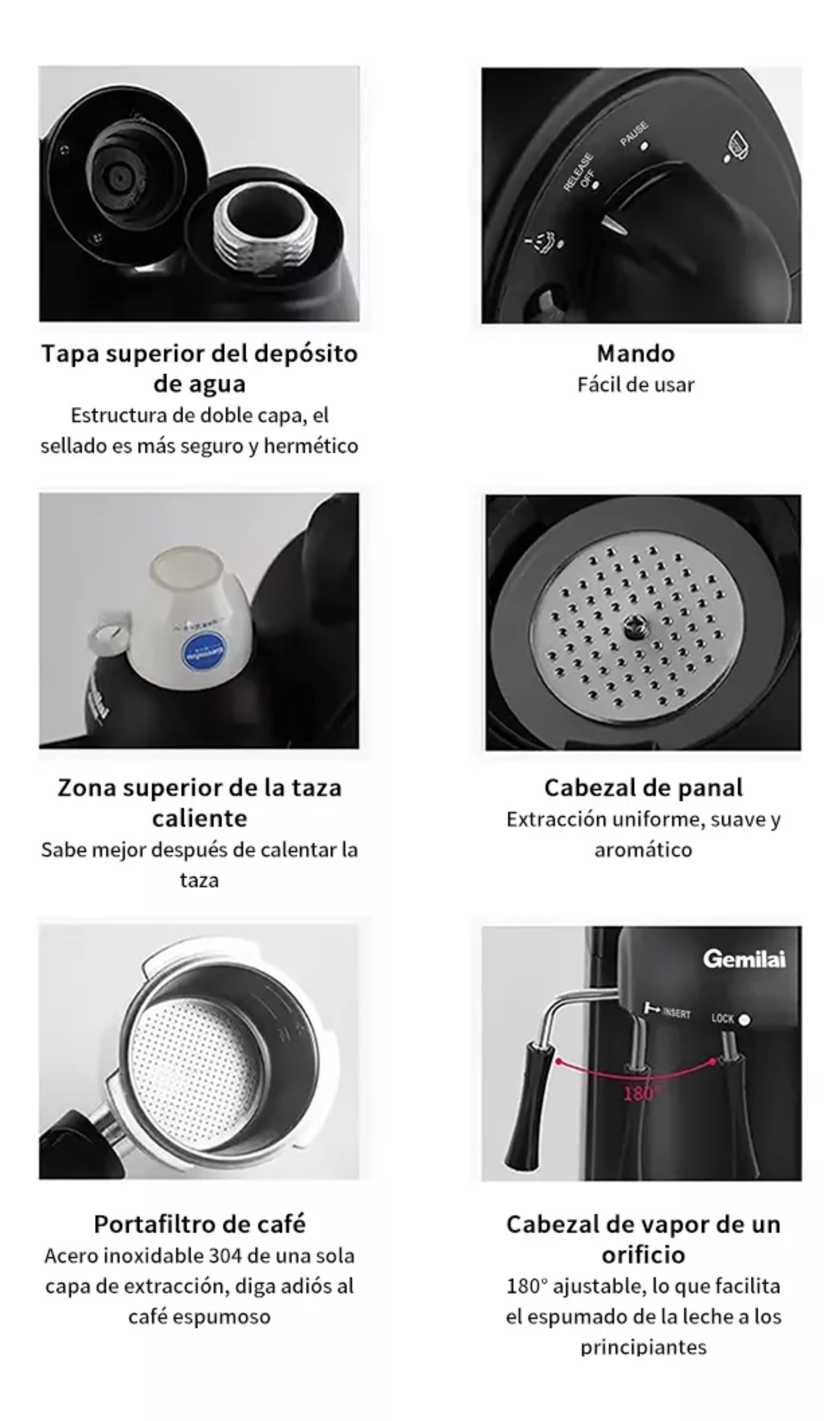 Gemilai Crm2008 Color Negro 120V Espresso.