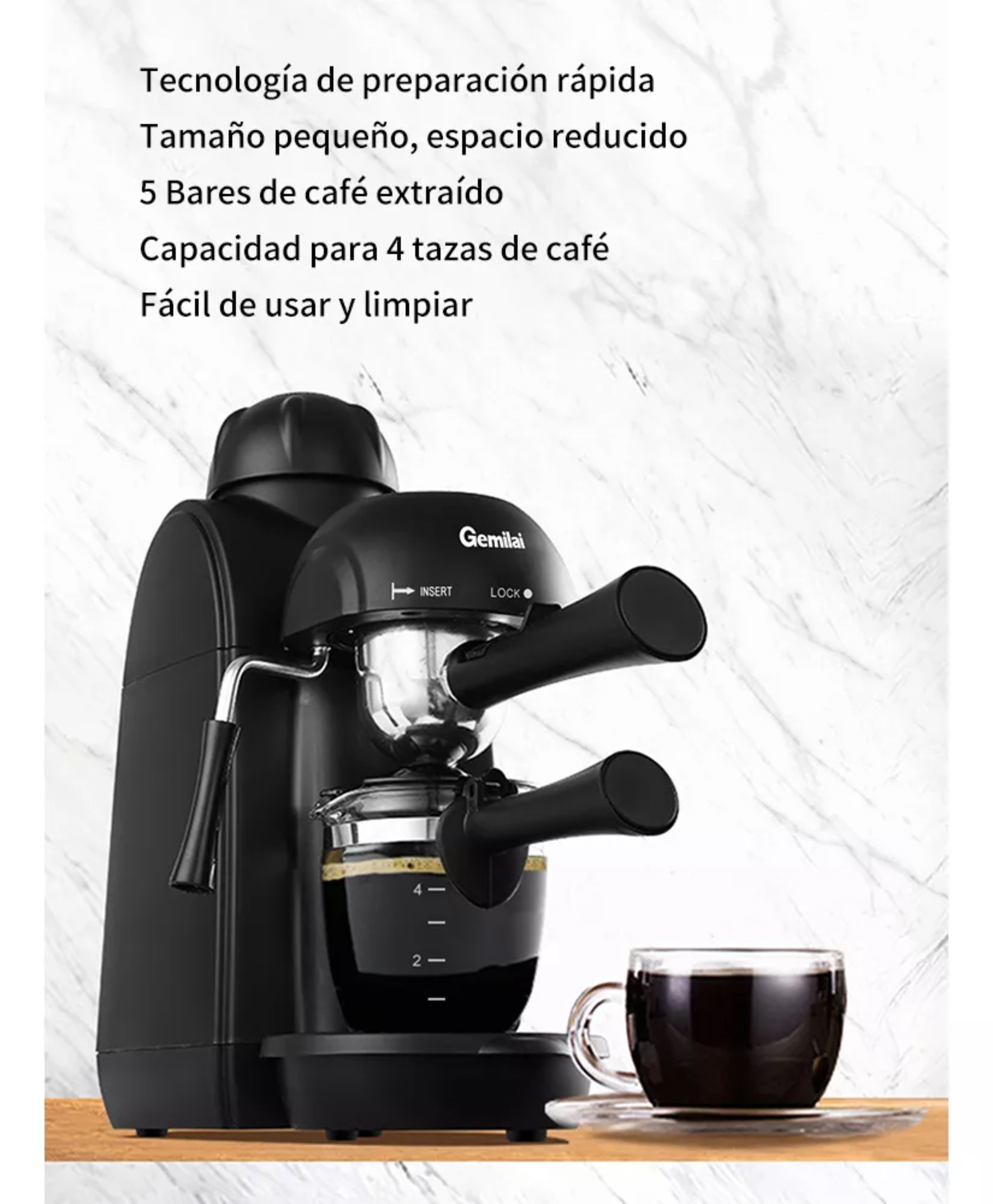 Gemilai Crm2008 Color Negro 120V Espresso.