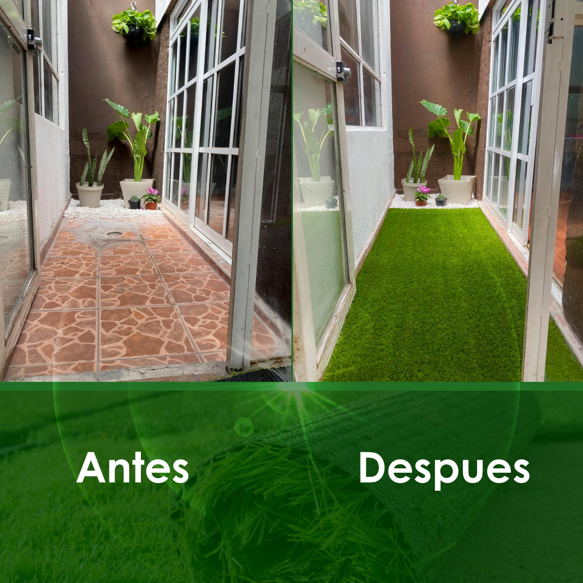 2m2 Pasto Sintético Tipo Alfombra 30mm Decoración Exterior