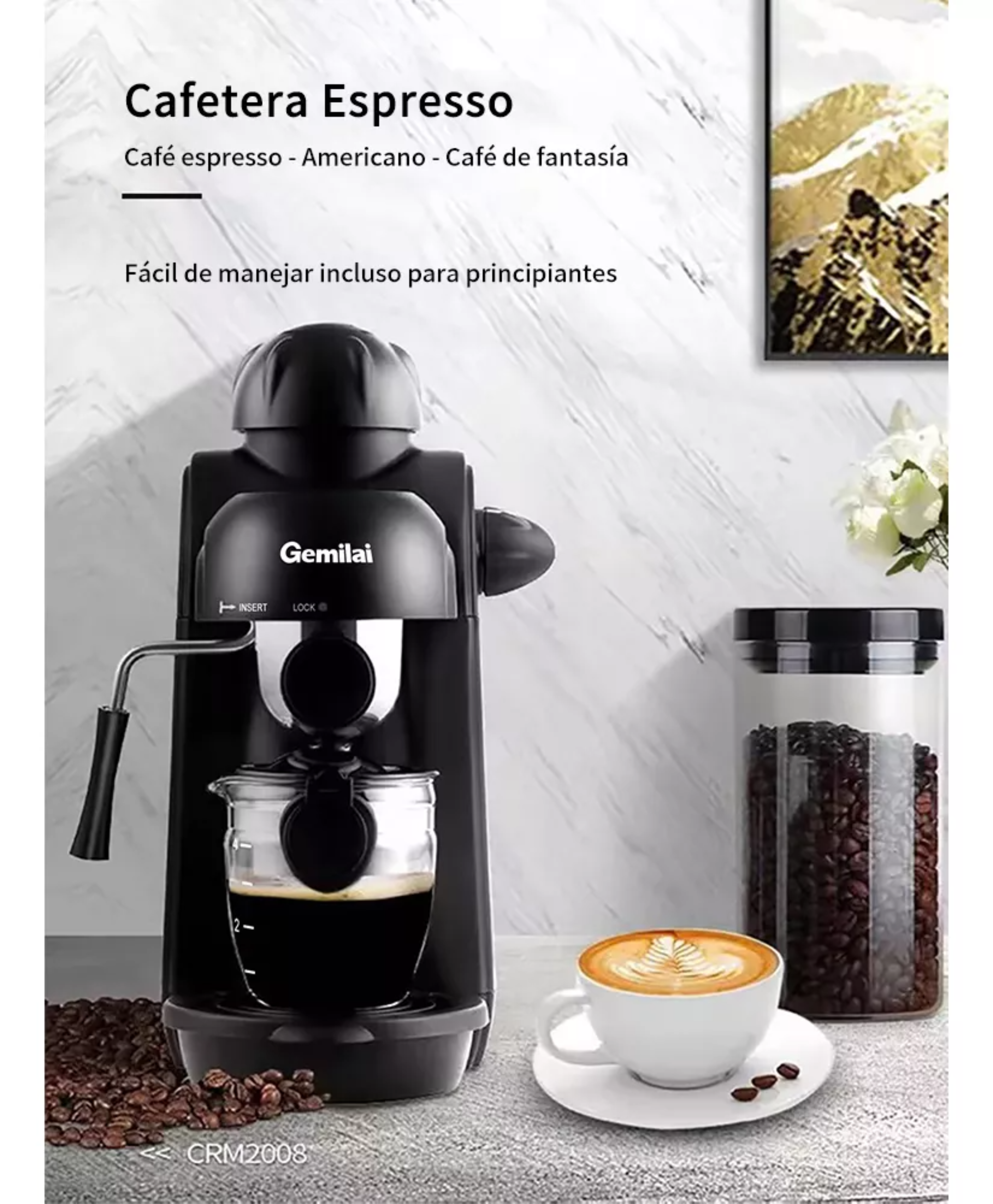 Gemilai Crm2008 Color Negro 120V Espresso.