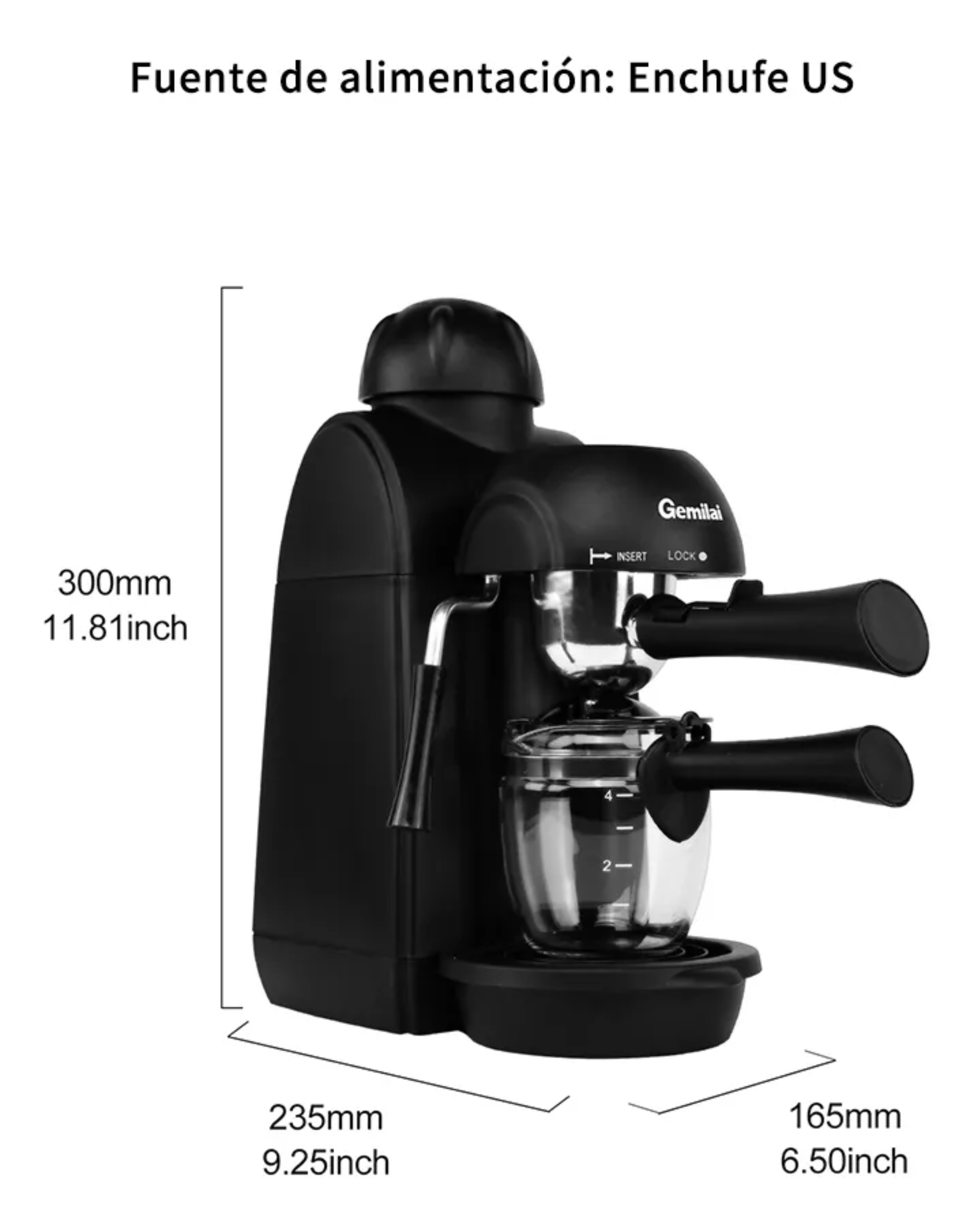 Gemilai Crm2008 Color Negro 120V Espresso.