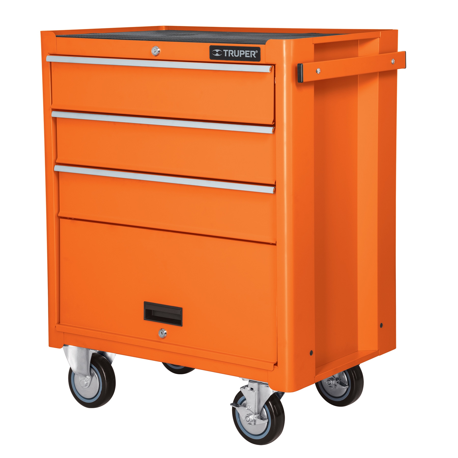 Gabinete metálico móvil Truper 4 cajones capacidad 90 kg GAMO4090 naranja