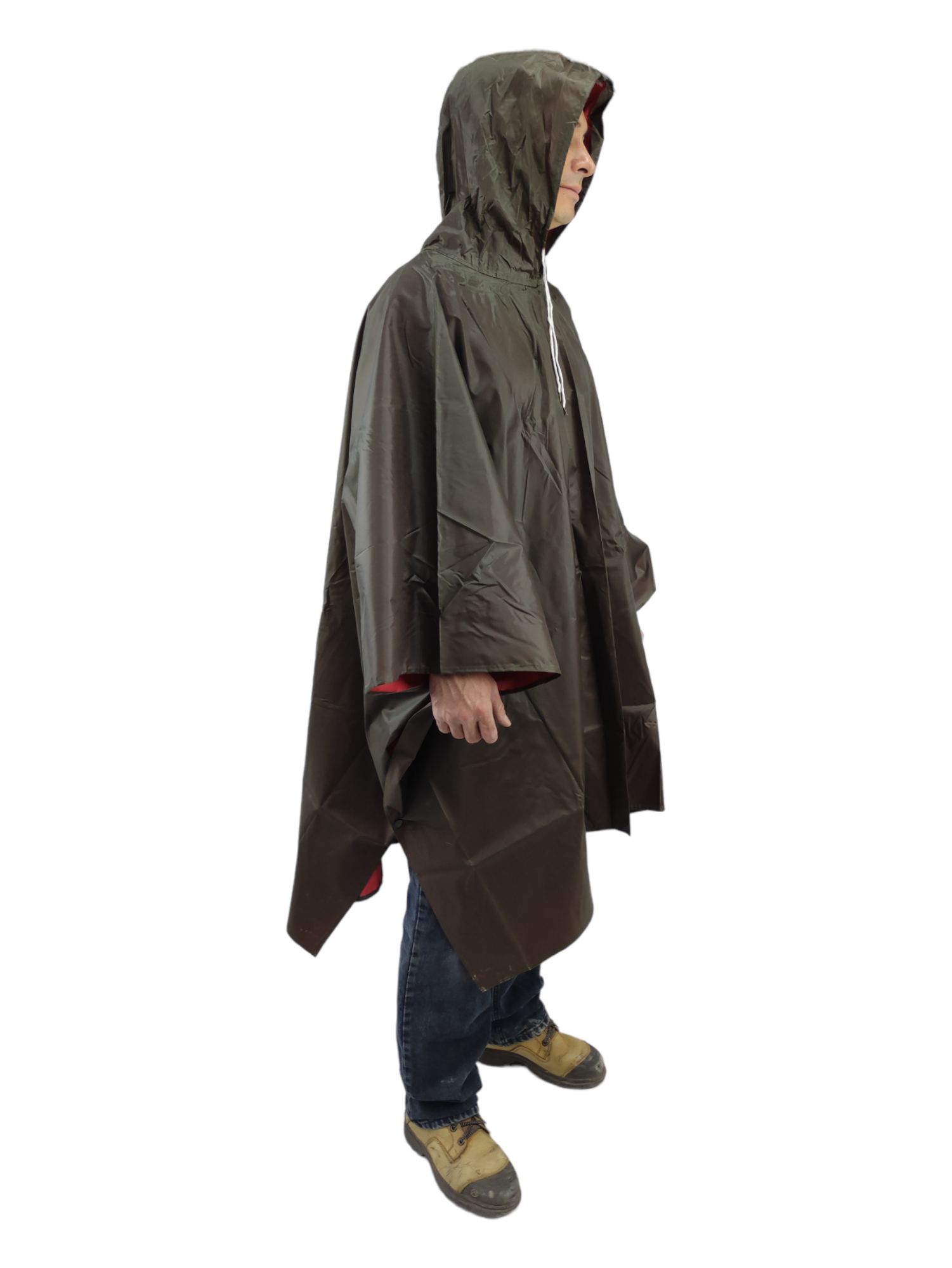Capa Impermeable Poncho para Lluvia Portatil Capucha Industrial - Cafe .
