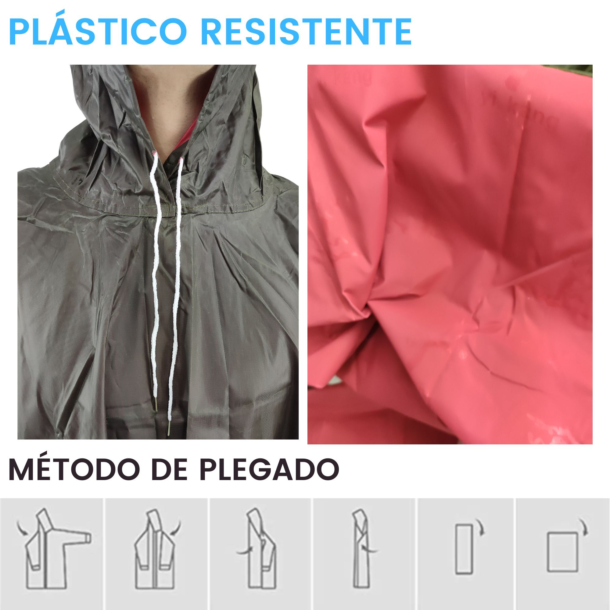 Capa Impermeable Poncho para Lluvia Portatil Capucha Industrial - Cafe .