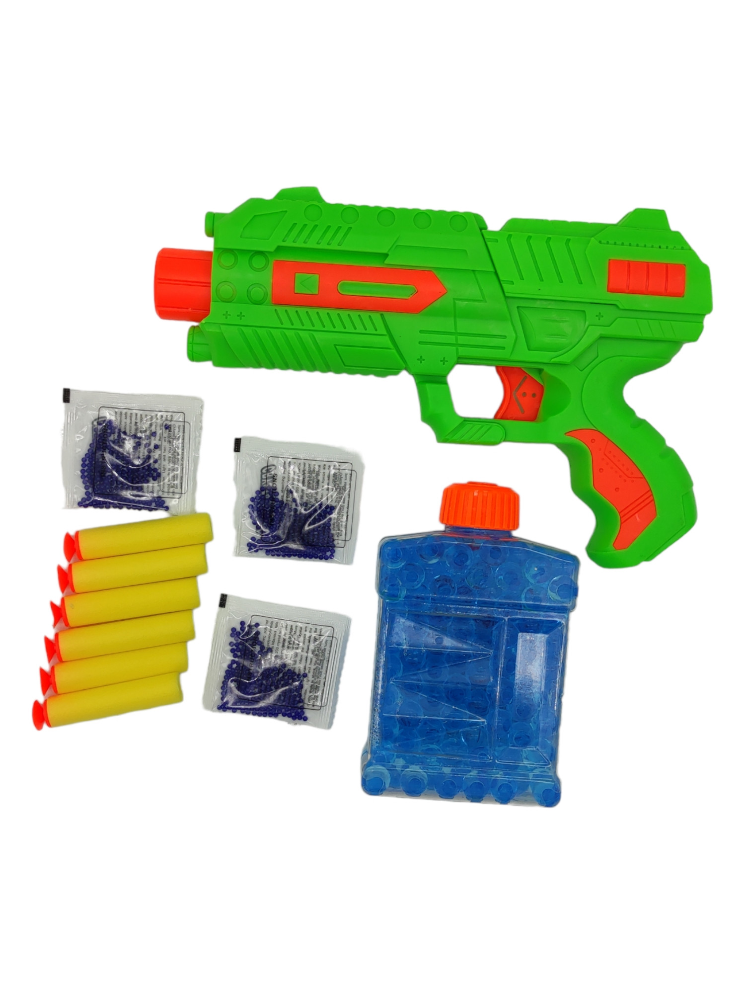 Pistola de Juguete Lanzador de Hidrogel 6 dardos,800 gel - Verde.