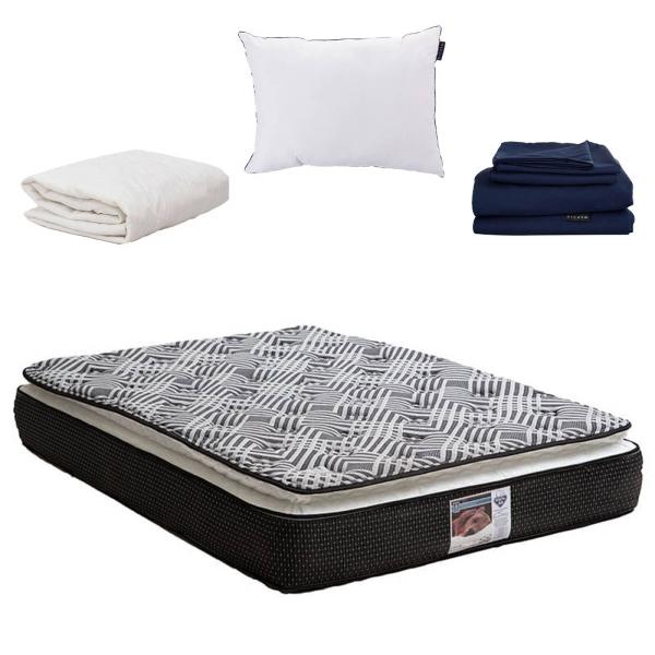 Colchon King Size Spring Air Omega Con Almohada One, Protector y Sabanas Softy
