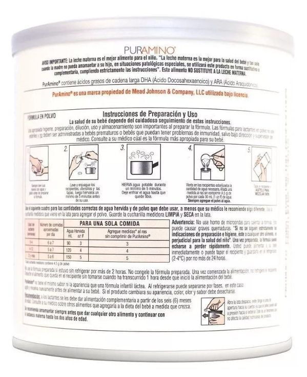 Fórmula Infantil Enfamil Puramino 0-12 Meses Lata De 400 G.