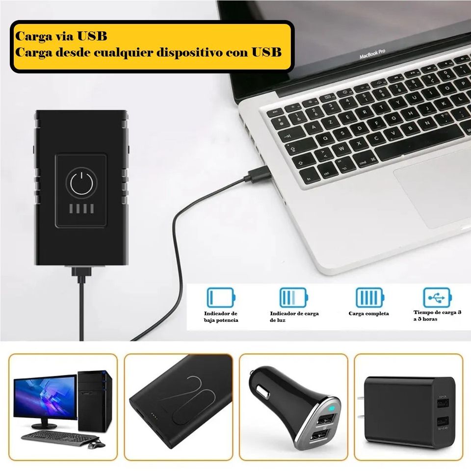 Luz bicicleta USB recargable luces LED bicicleta 6 modos linterna faro lámpara delantera.