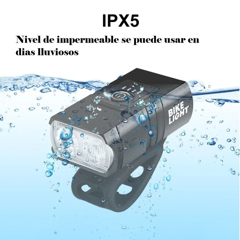 Luz bicicleta USB recargable luces LED bicicleta 6 modos linterna faro lámpara delantera.