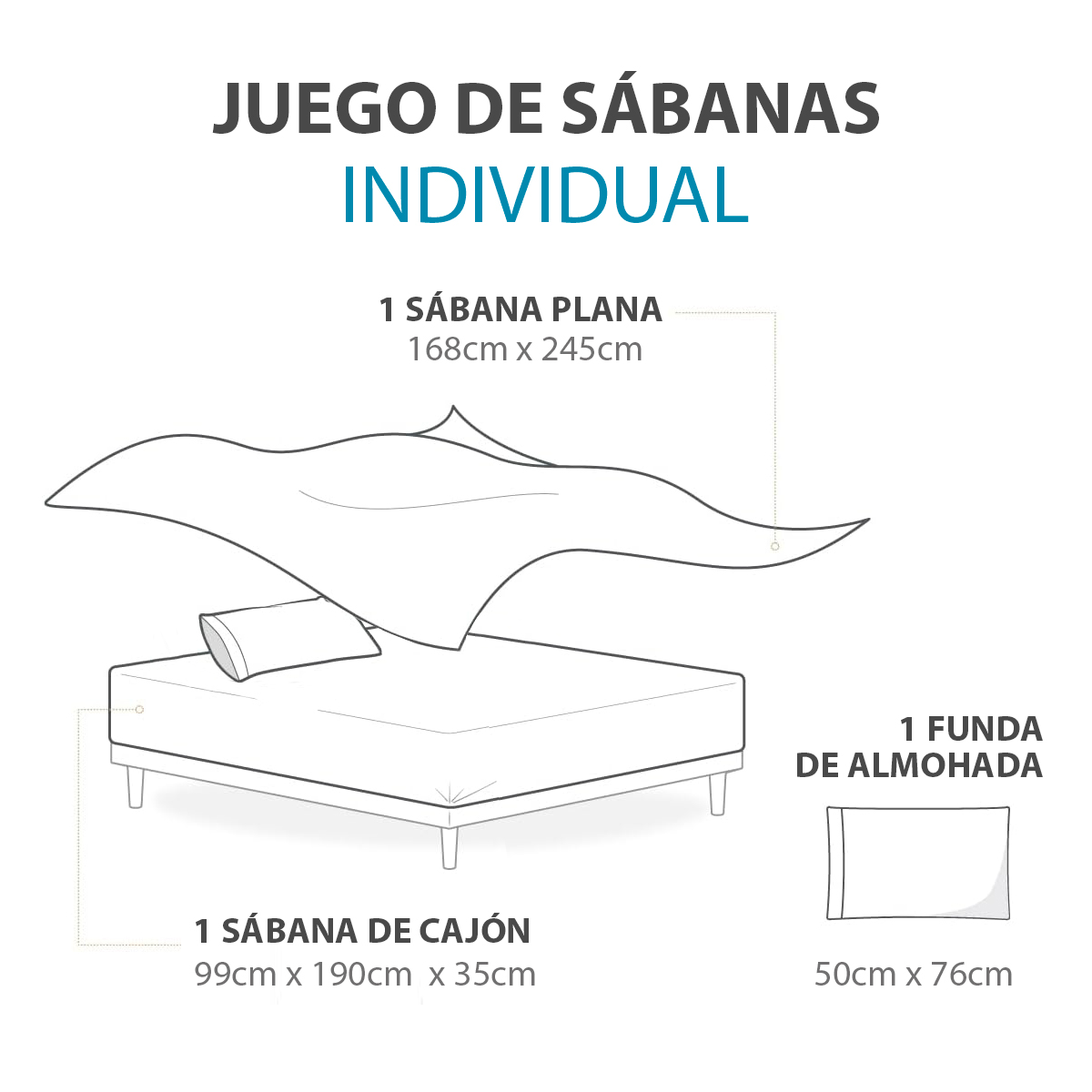 Juego de Sábanas Individual Durazno Algodón Percal Suave y Fresco