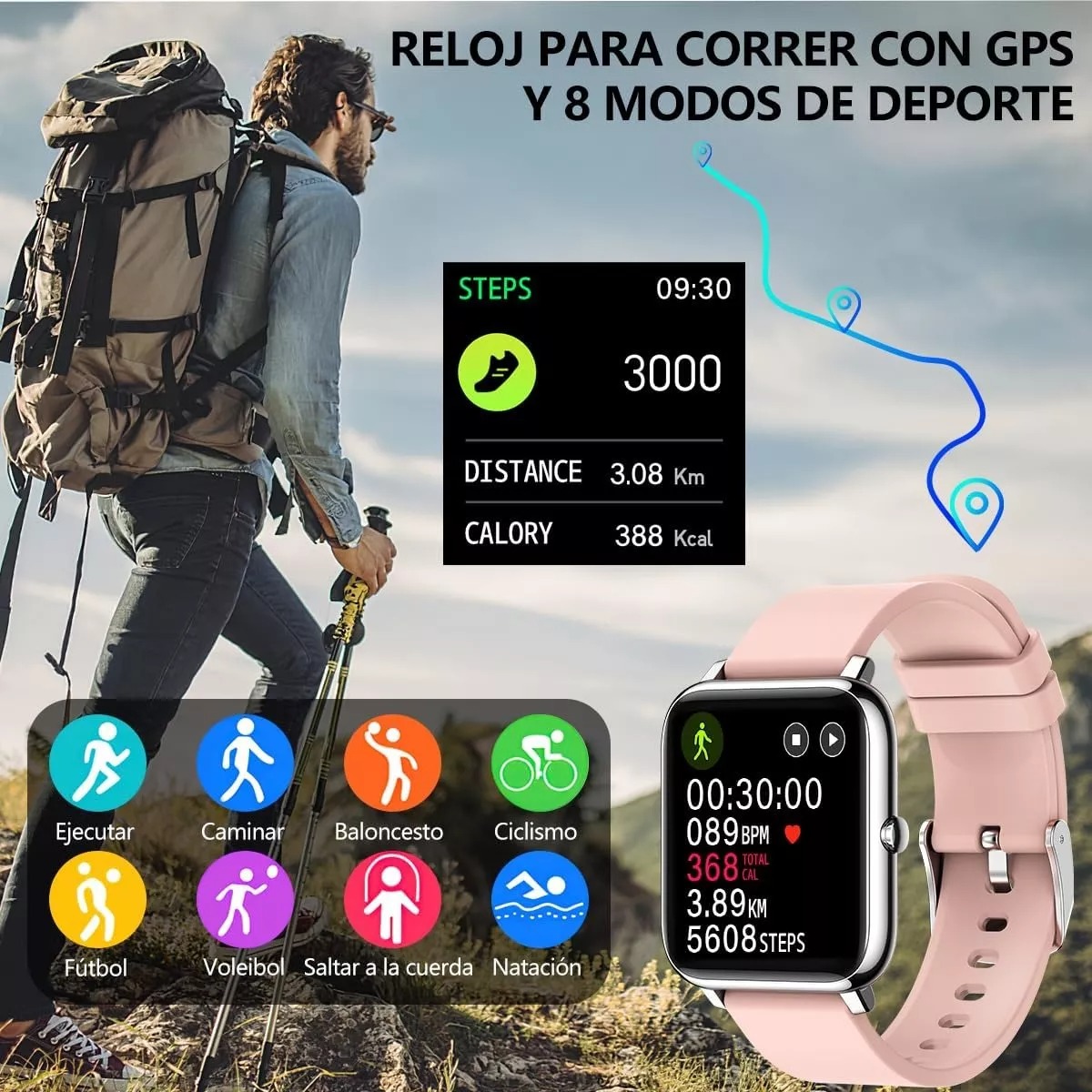 Reloj Inteligente Deportivo Con Monitor Cardíaco Para Mujer.