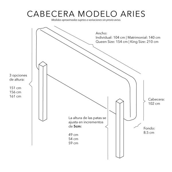Cabecera matrimonial Dicasa Aries color gris rata