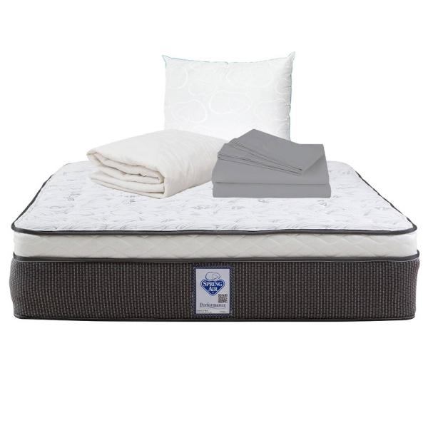 Colchón Spring Air Matrimonial LeMans Con Almohada Oso, Protector y Sabanas