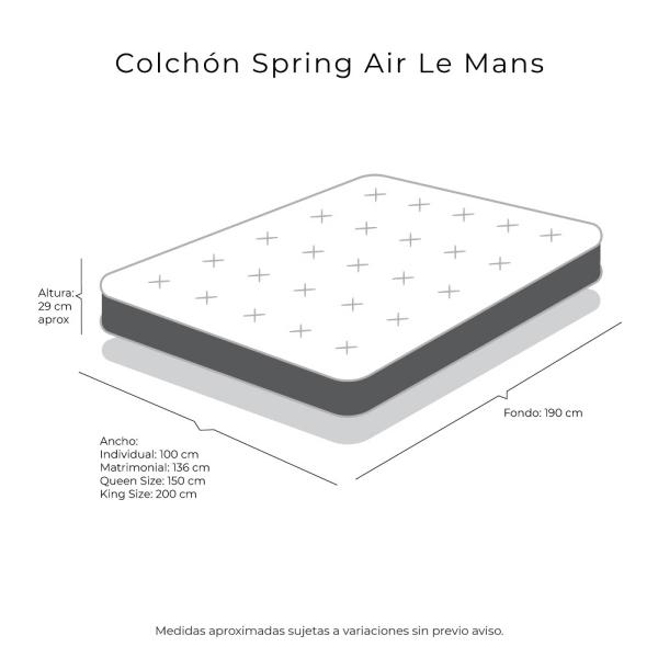 Colchón Spring Air Matrimonial LeMans Con Almohada Oso, Protector y Sabanas