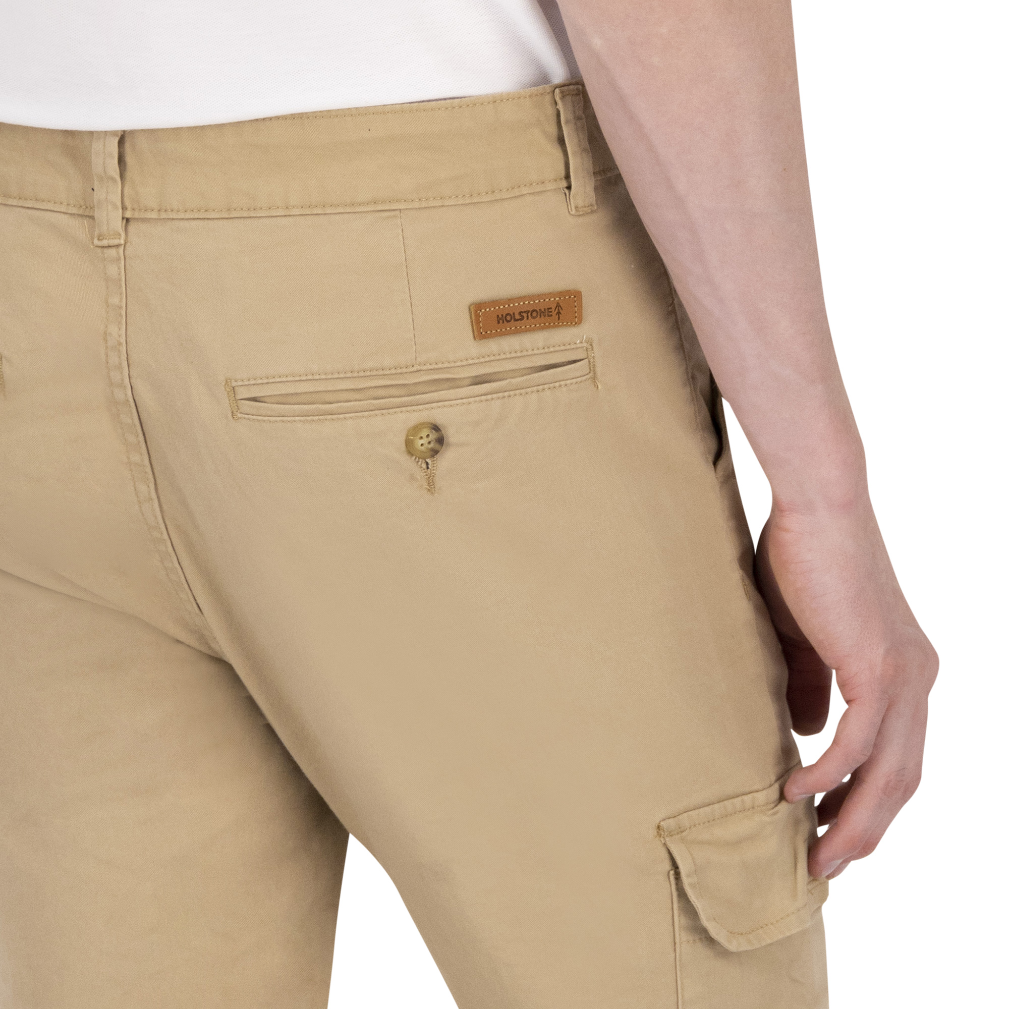 Pantalon Estilo Chino Cargo Premium de Gabardina Caqui Holstone Hombre.