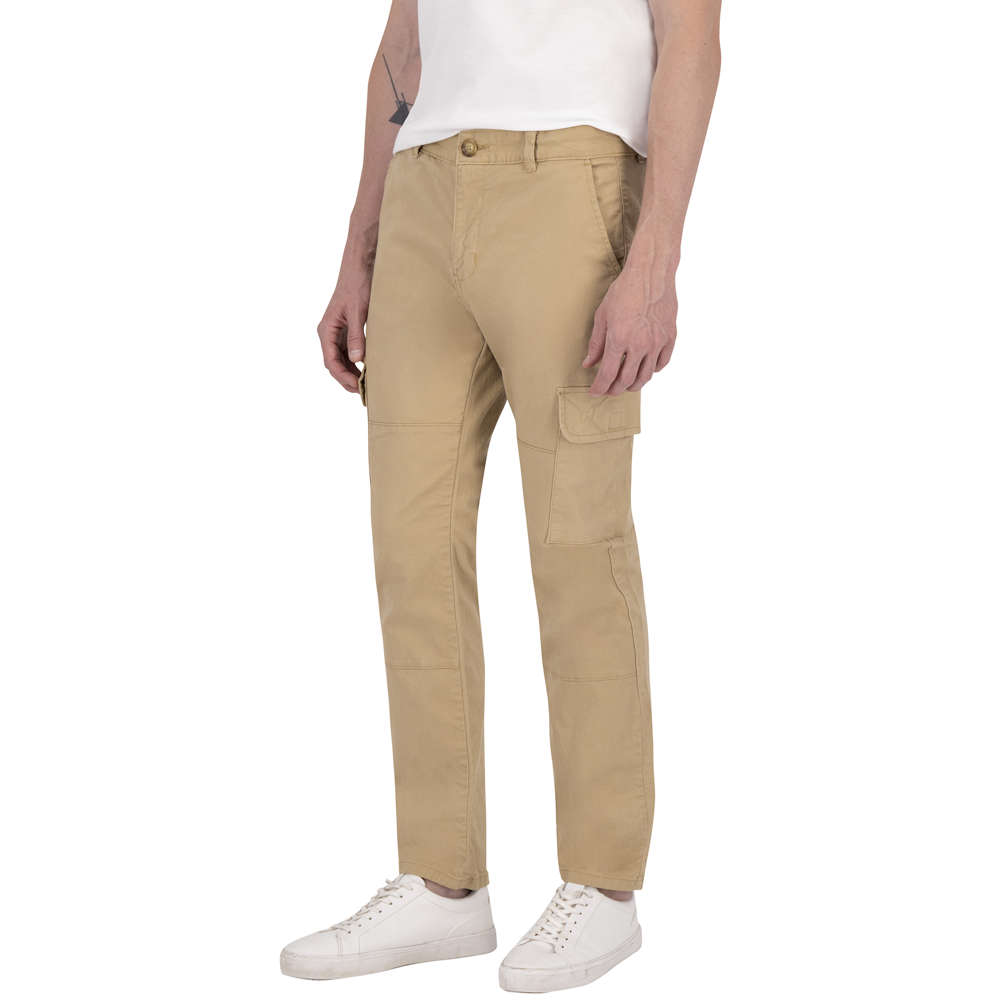 Pantalon Estilo Chino Cargo Premium de Gabardina Caqui Holstone Hombre.