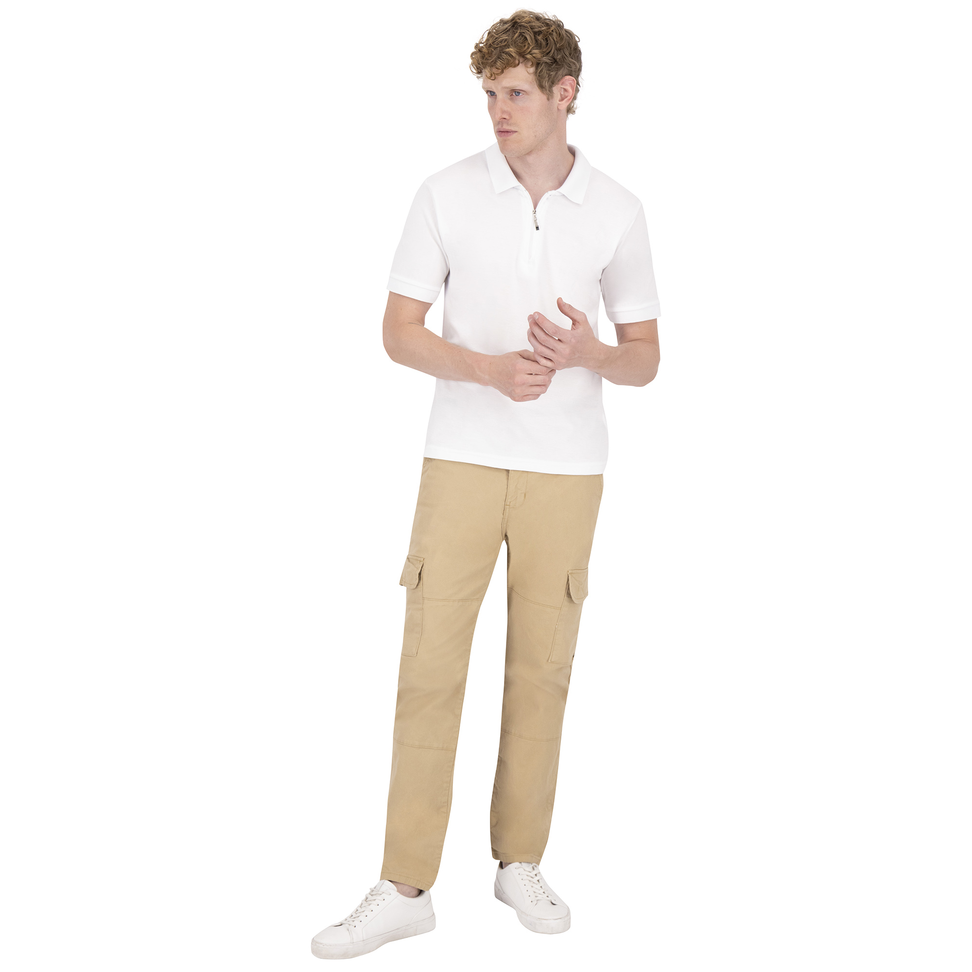 Pantalon Estilo Chino Cargo Premium de Gabardina Caqui Holstone Hombre.