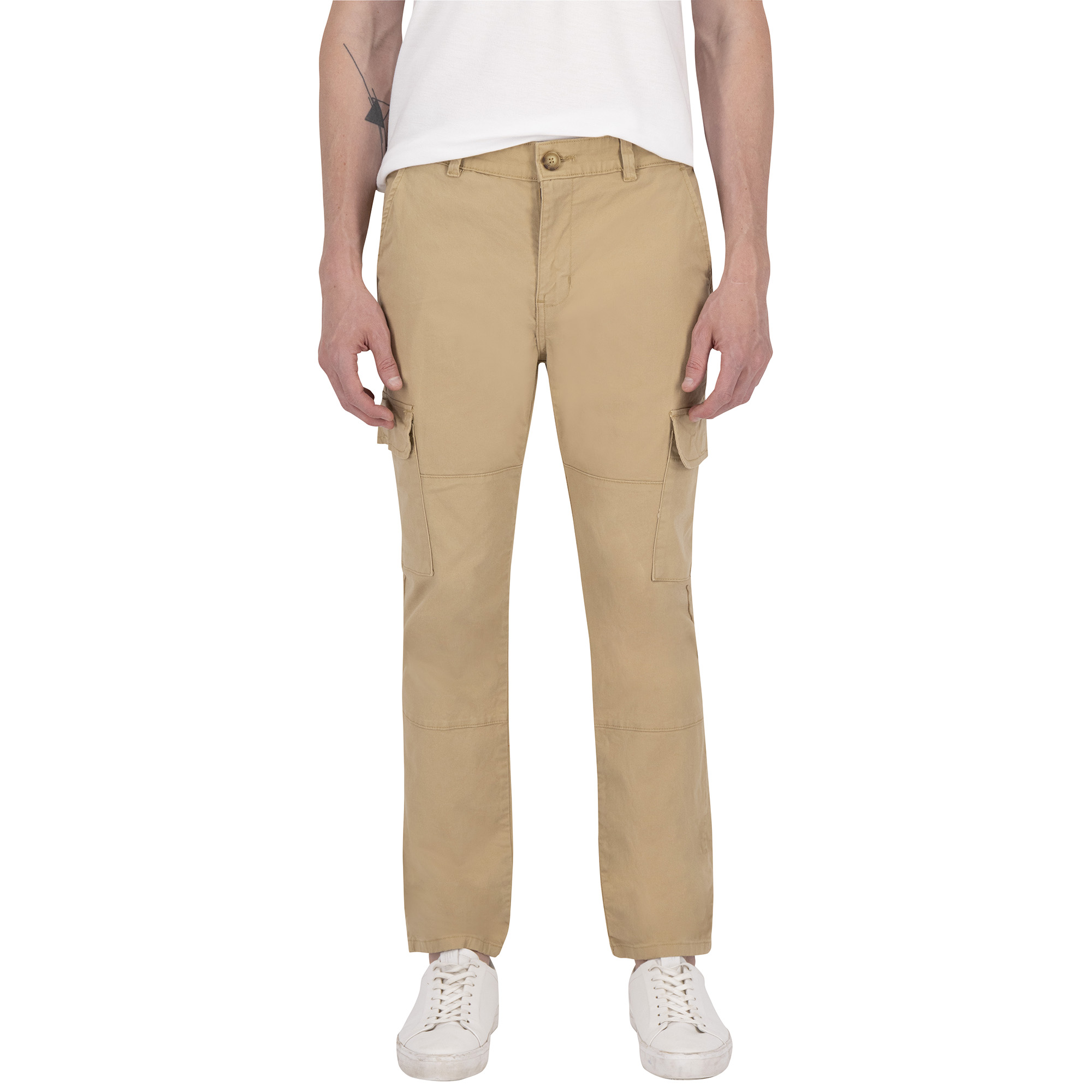 Pantalon Estilo Chino Cargo Premium de Gabardina Caqui Holstone Hombre.