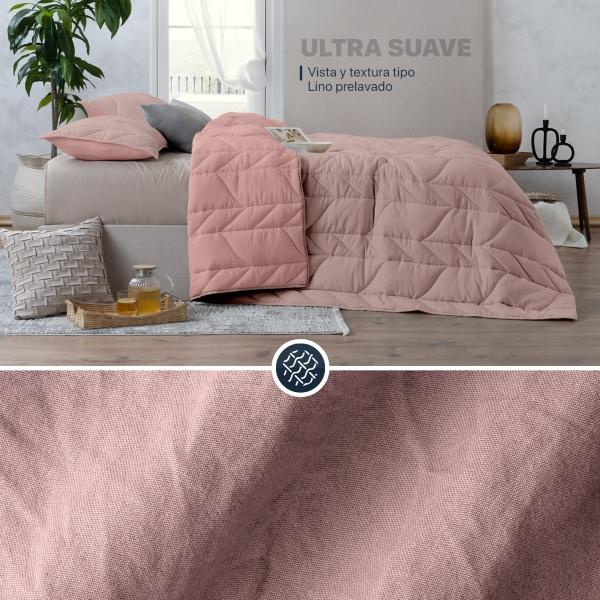 Edredón Capitonado de Lujo Matrimonial XL con Fundas Palo de rosa - Rosa Esquimal