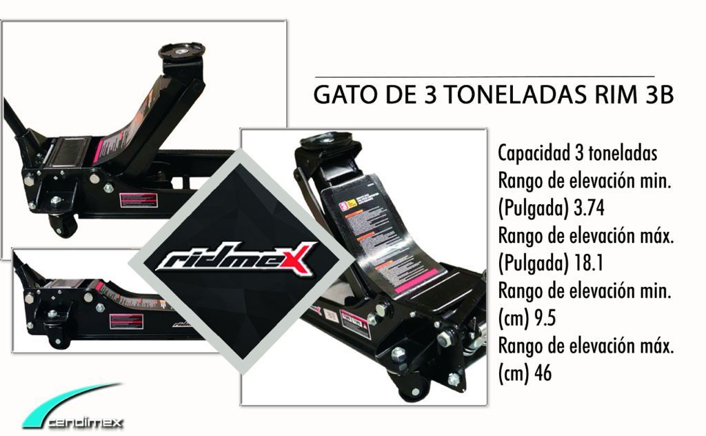 Gato Hidráulico de patín, Perfil bajo, bomba de elevación rápida, doble pistón capacidad de 3 Tonelada 3B.