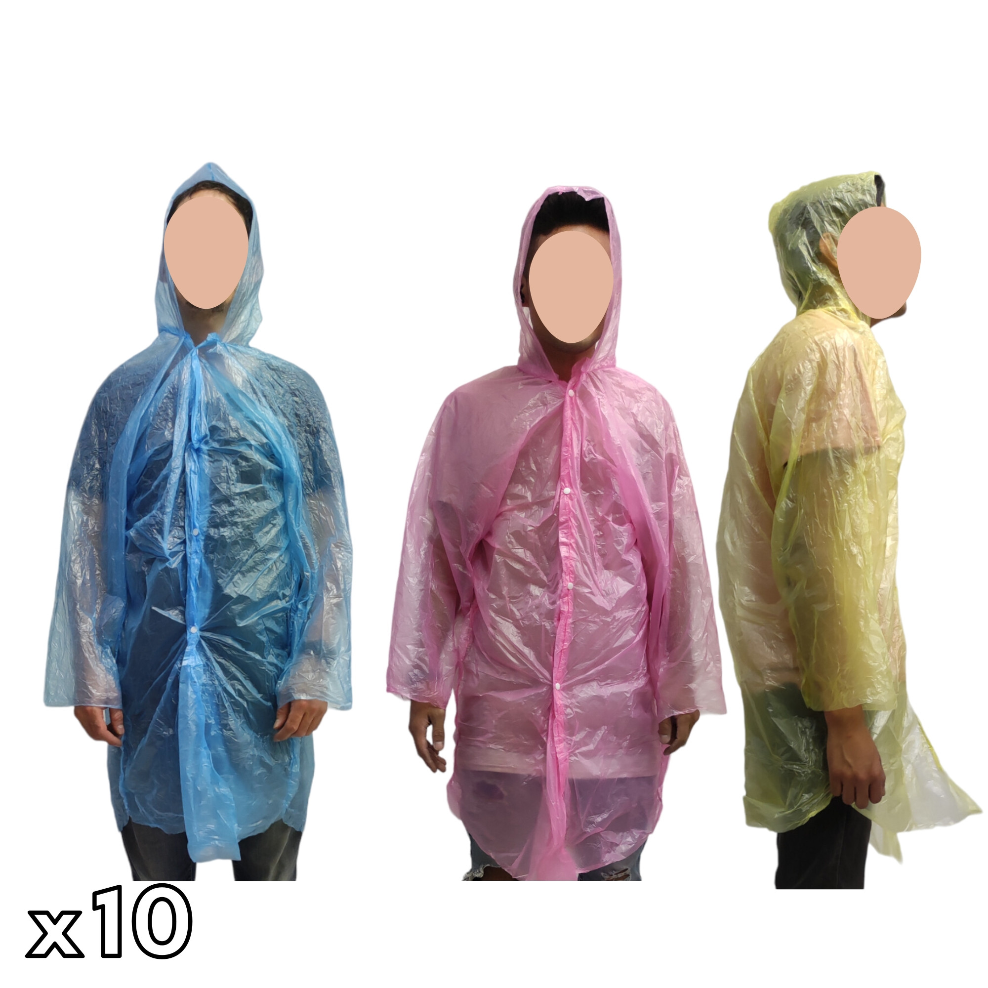 Capa Impermeable 10 pz Economico y Sencillo para Lluvia Portatil - Multicolor .