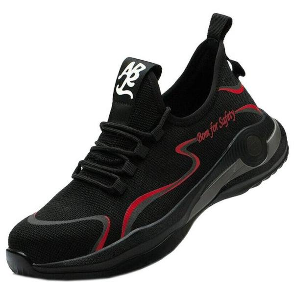 Botas Tenis Industrial Casquillo MXIKP-003-1 Talla 24 MX NegroRojo Plantilla Kevlar Suela EVA Punta de Acero Agujetas Ligero Transpirable, SafetyHikeRed