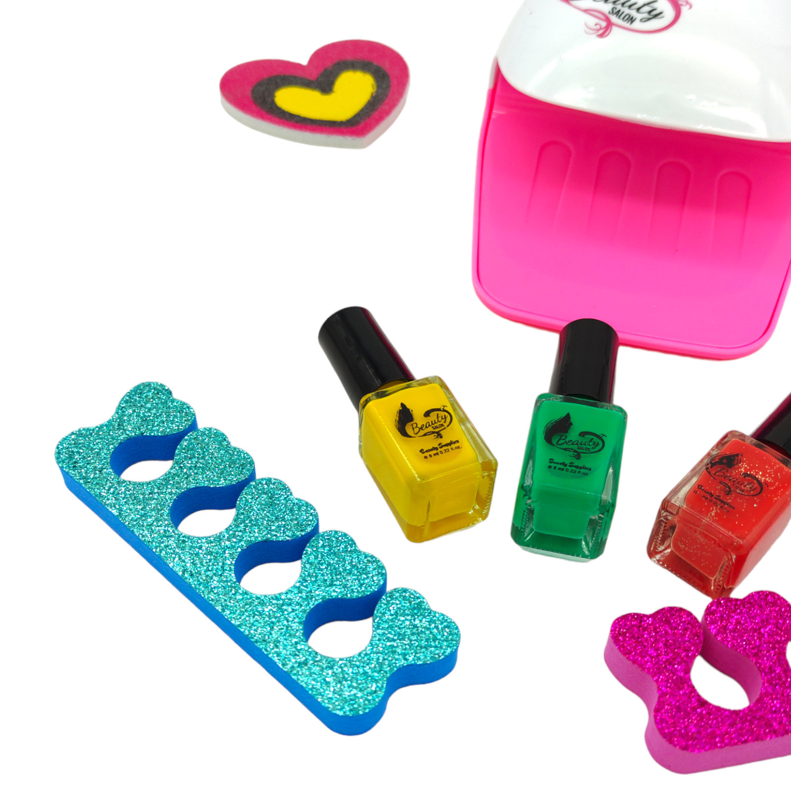 Kit de Uñas de Juguete para Niñas Lavable para Cumpleaños -Rosa.