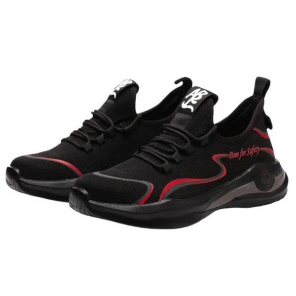 Botas Tenis Industrial Casquillo MXIKP-003-1 Talla 24 MX NegroRojo Plantilla Kevlar Suela EVA Punta de Acero Agujetas Ligero Transpirable, SafetyHikeRed