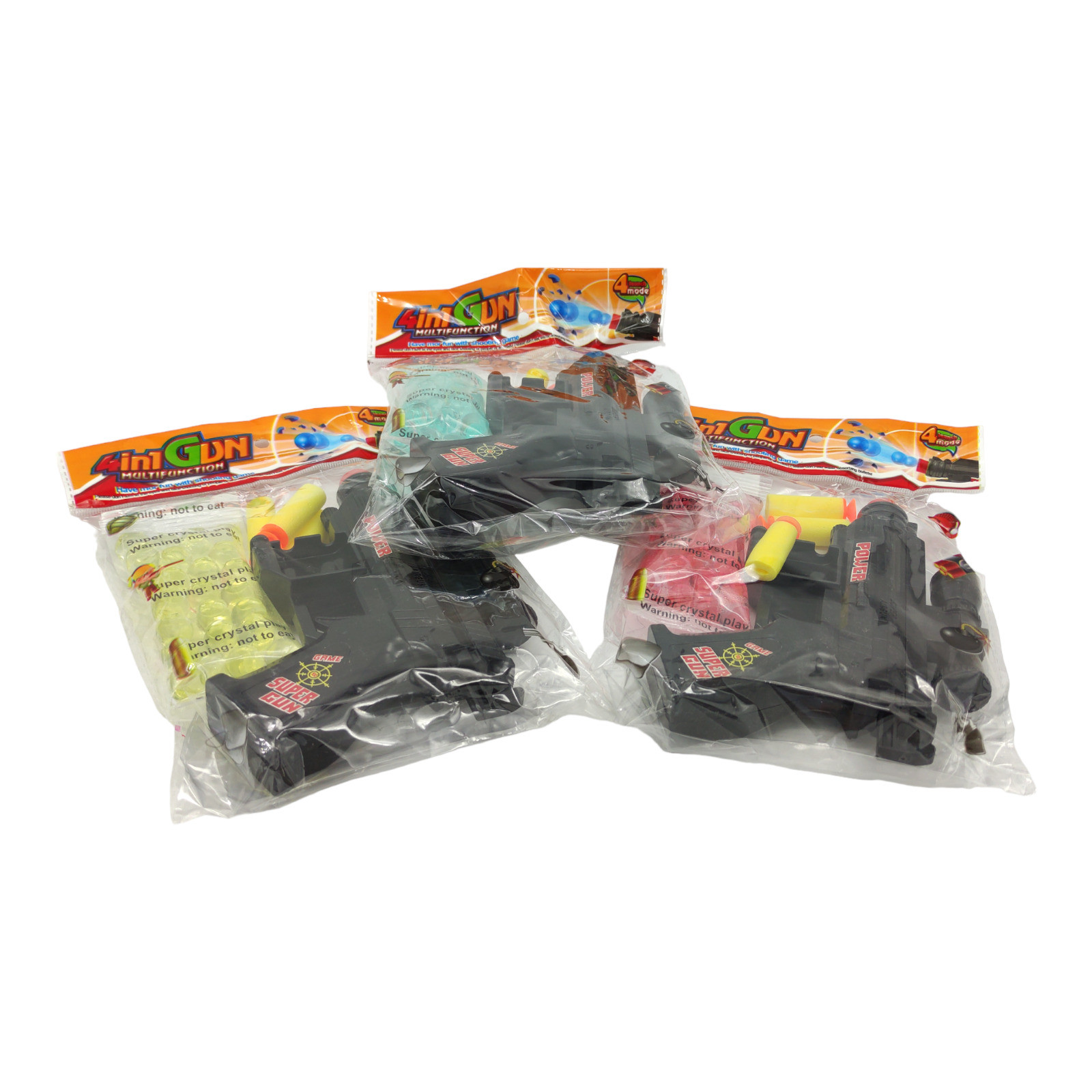 Pistola de Gel 3pz para Niños con Bolas Hidrogel y Dardos Manual - Negro.