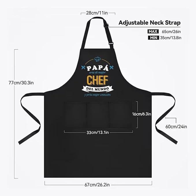 A Delantales de Cocina para Hombres con 3 bolsillos Ajustable Delantales de Cocina .