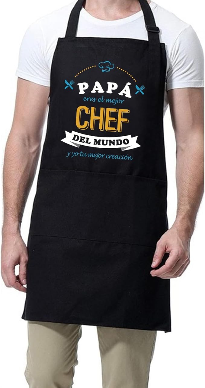 A Delantales de Cocina para Hombres con 3 bolsillos Ajustable Delantales de Cocina .