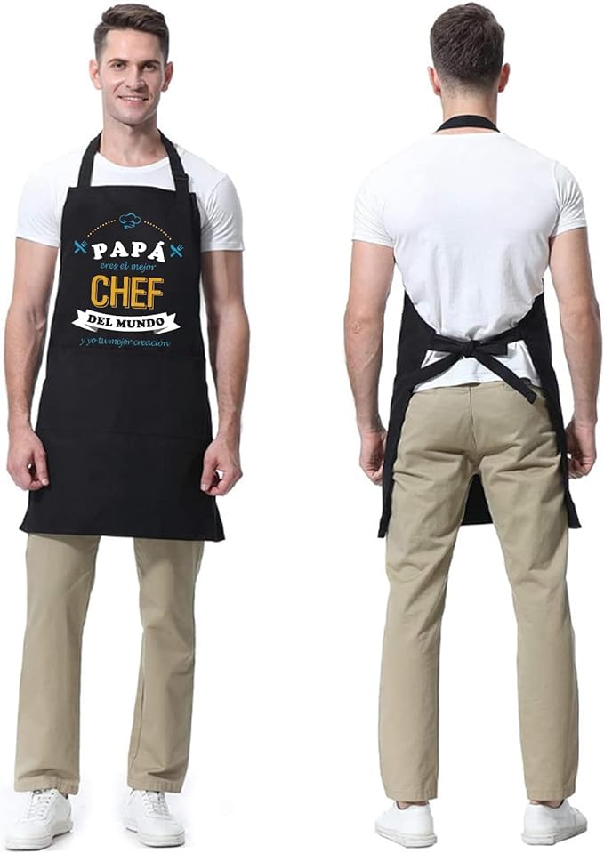 A Delantales de Cocina para Hombres con 3 bolsillos Ajustable Delantales de Cocina .