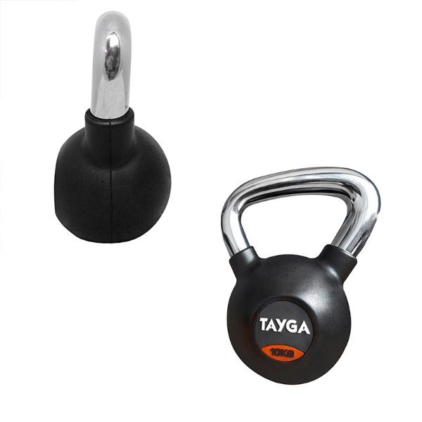 Tayga pesa Rusa con Rubber kettlebell 10 kg Mango Cromado