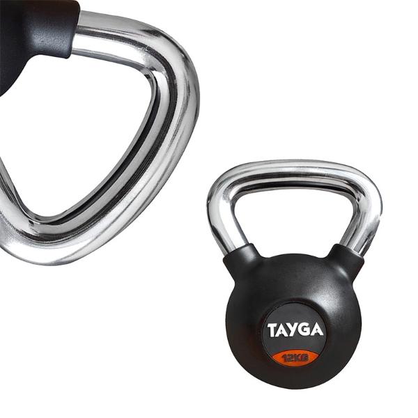 Tayga pesa Rusa con Rubber kettlebell 12 kg Mango Cromado