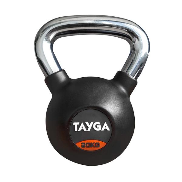 Tayga pesa Rusa con Rubber kettlebell 20 kg Mango Cromado