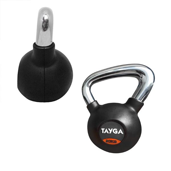 Tayga pesa Rusa con Rubber kettlebell 20 kg Mango Cromado