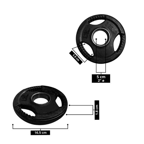 Par de Discos con Rubber Tayga 2.75 LB/1.25 kg con 3 agarres