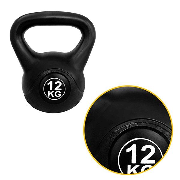 Tayga pesa rusa plástica kettlebell 12 kg antiderrapante
