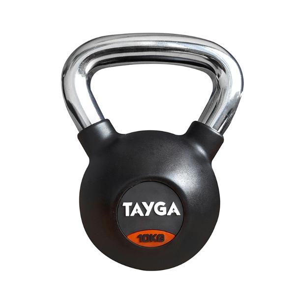 Tayga pesa Rusa con Rubber kettlebell 10 kg Mango Cromado