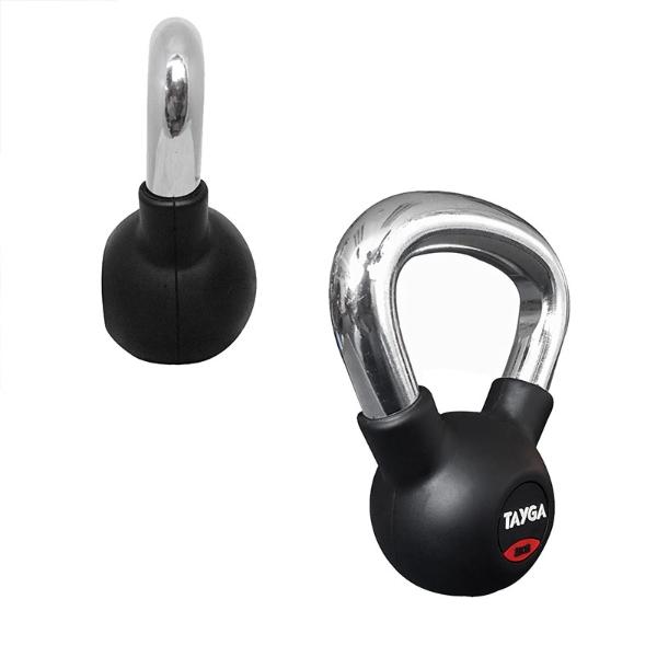 Tayga pesa Rusa con Rubber kettlebell 10 kg Mango Cromado